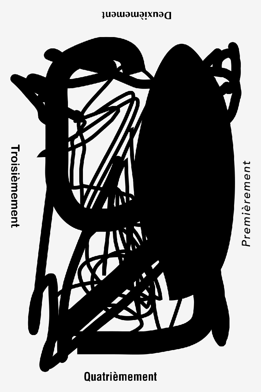 Claude Closky, ‘Premièrement deuxièmement troisièmement quatrièmement [Firstly Secondly Thirdly Fourthly],’ 2022, Paris: Atelier Arcay Silkscreen print on 350g paper, 4 prints 40 x 60 and 60 x 40 cm.